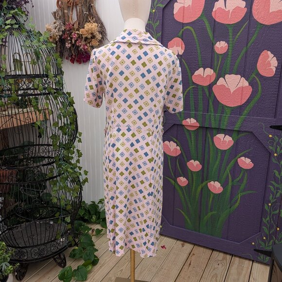Vintage 1940's Pink Print Day Dress, handmade, AS IS - Picture 4 of 16